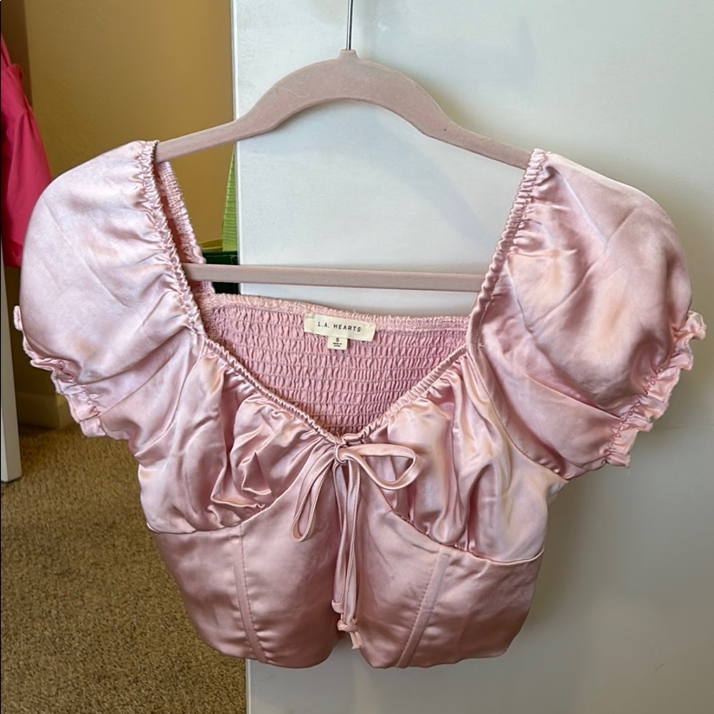 Satin baby pick corset top